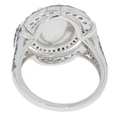 View of the underside of an Oval White Opal Sterling Silver Ring showcasing intricate detailing and craftsmanship.